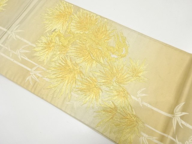 JAPANESE KIMONO / ANTIQUE FUKURO OBI / WOVEN BAMBOO GRASS